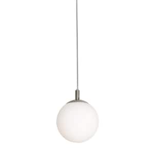 Loretto 1-Light Satin Nickel Shaded Pendant with Glass Shade
