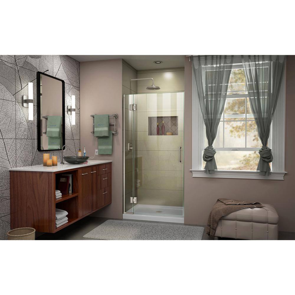 Unidoor-X 36" Frameless Hinged Shower Door in Distressed Bronze
