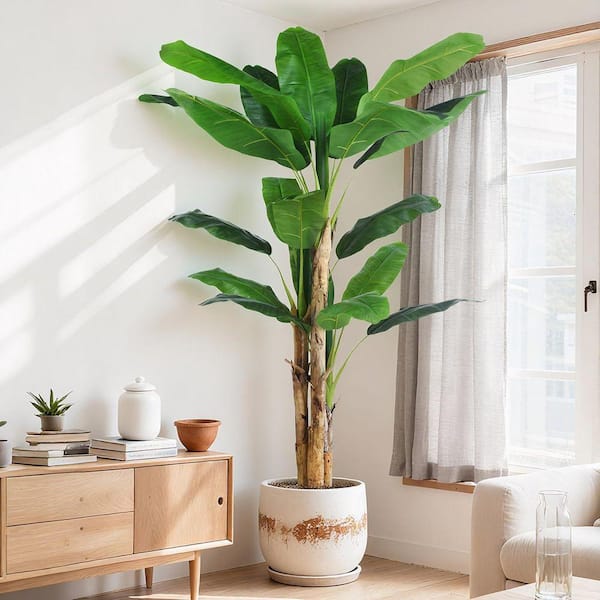60 in. Artificial Green Indoor/Outdoor Banana Tree Plant with 12