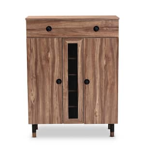 46.5 in. H x 35 in. W Brown Wood Shoe Storage Cabinet