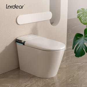 1-Piece 12 in. Rough-In 1.32 GPF Dual Flush Elongated Tankless Smart Bidet Toilet in White with Foot Sensor Flush