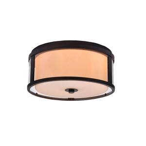 2-Light Bronze Dual Glass Flush Mount