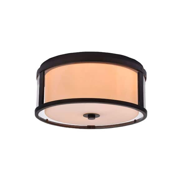 Alsy 2-Light Bronze Dual Glass Flush Mount