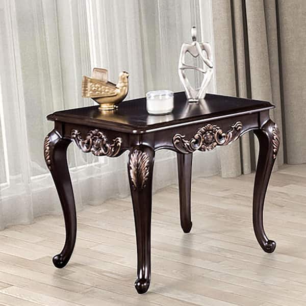 Furniture of America Carter 28.5 in. Dark Cherry Rectangle Wood Top End Table with Cabriole Legs