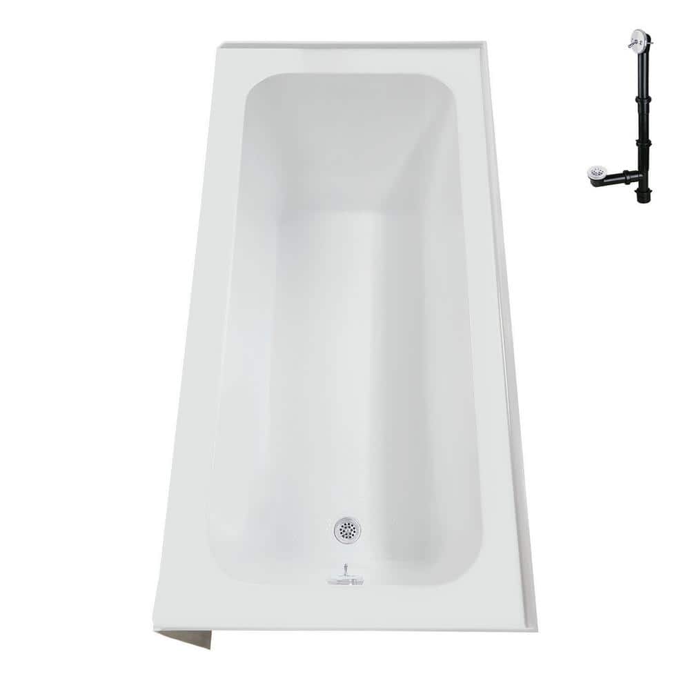 Glossy White Acrylic Right-Hand Drain Alcove Bathtub