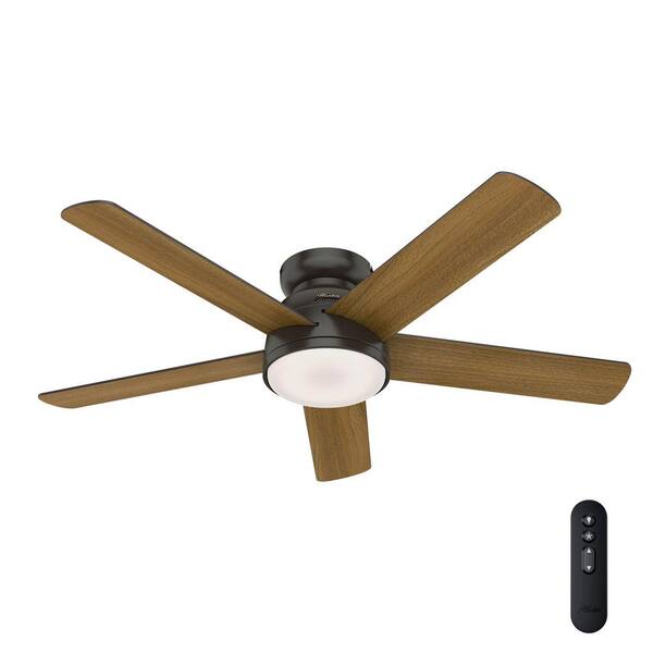 Hunter Romulus 54 in. Integrated LED Indoor Noble Bronze Low Profile Ceiling Fan with Light Kit and Remote Remote Control