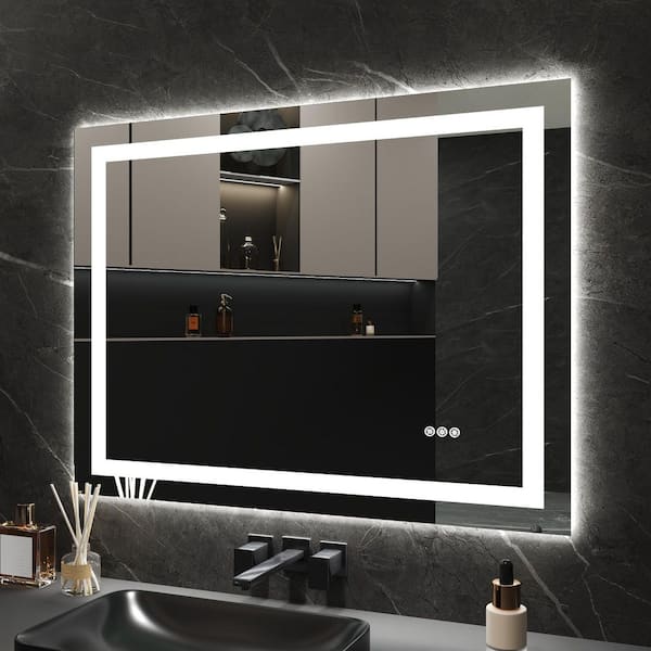 40 in. W x 32 in. H Rectangular Frameless LED Light Anti-Fog Wall Mounted Bathroom Vanity Mirror Front Light and Backlit