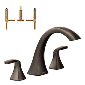Voss 2-Handle Deck-Mount High Arc Roman Tub Faucet in Oil Rubbed Bronze (Valve Included)