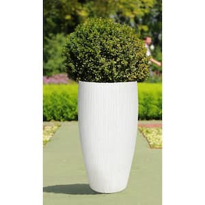 27 in. H City White Compsoite Ribbed Planter