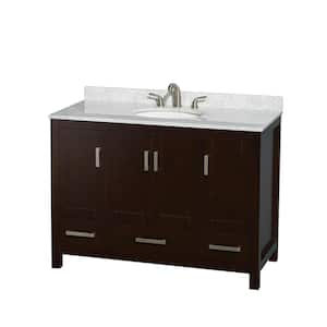 Sheffield 48 in. W x 22 in. D x 35 in. H Single Bath Vanity in Espresso with White Carrara Marble Top