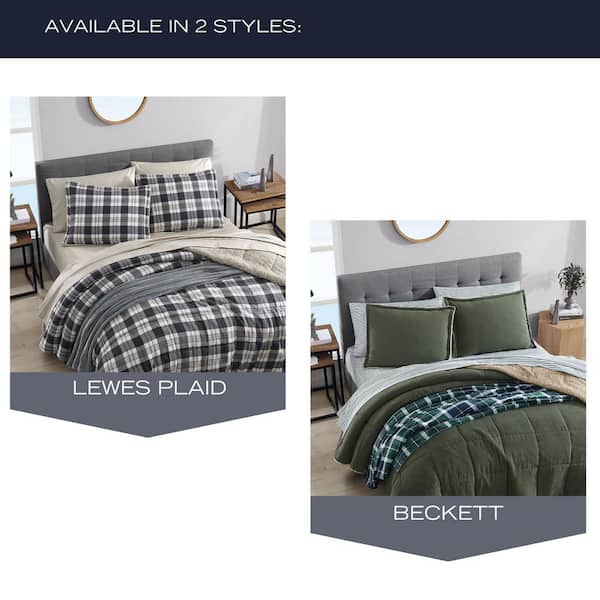 Lewes Grey King Reversible Comforter & Sham Set