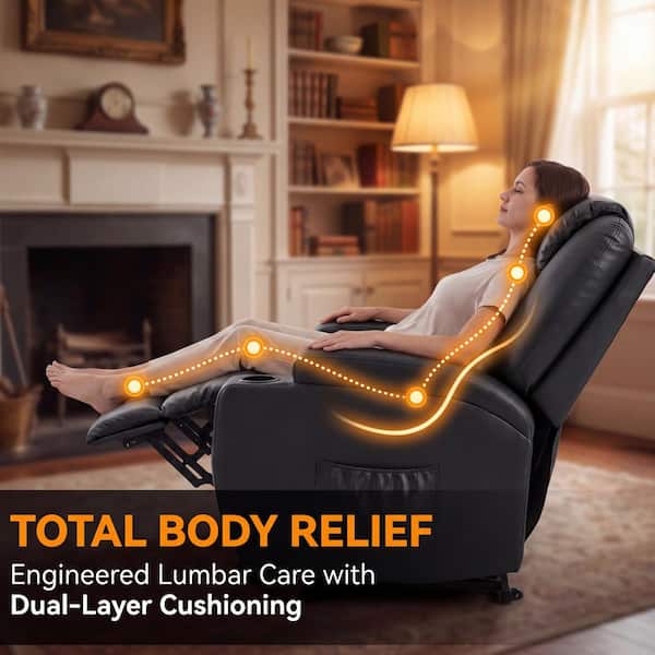 LACOO Black PU Leather Massage Recliner Chair with Remote Control