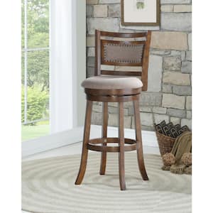 New Classic Furniture Aberdeen 29 in. Dark Brown Wood Bar Stool with Fabric Seat