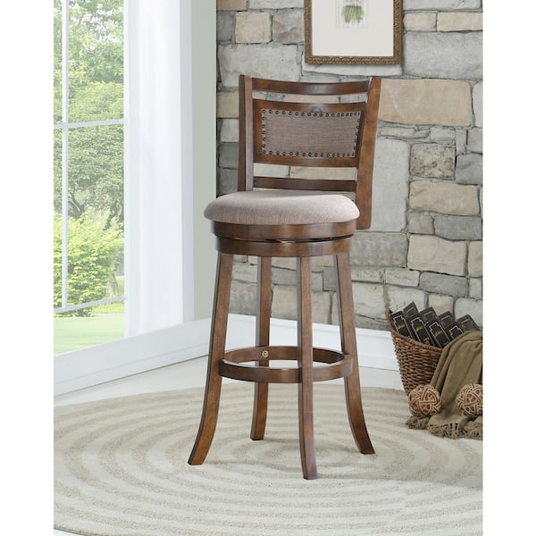 NEW CLASSIC HOME FURNISHINGS New Classic Furniture Aberdeen 29 in. Dark Brown Wood Bar Stool with Fabric Seat