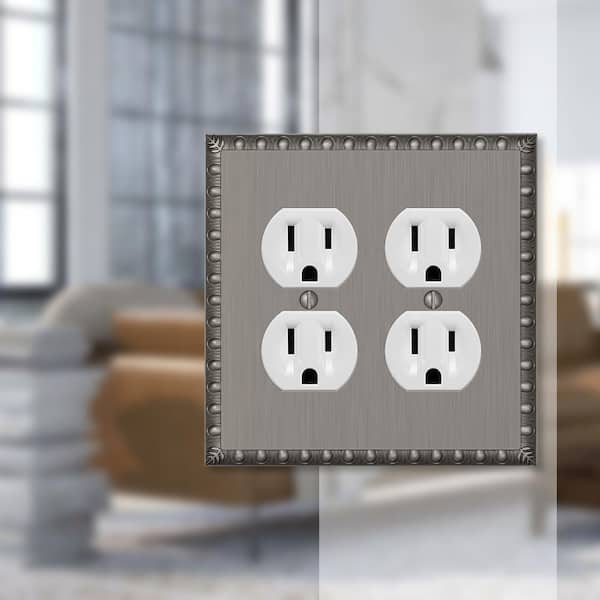 Antiquity 2 Gang Duplex Metal Wall Plate - Antique Nickel