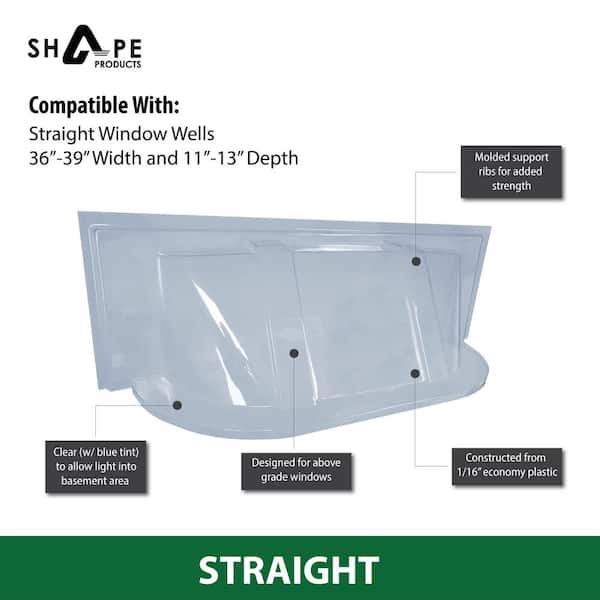 SHAPE PRODUCTS - 39 in. x 13 in. Plastic Straight Window Well Cover