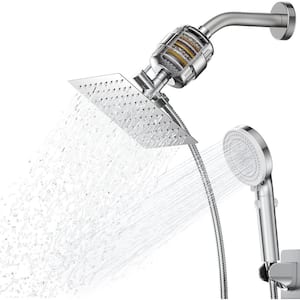 5-Stage Handheld Shower and 20 Stage Filtered Shower Head Combo with 60 in. Stainless Steel Hose and Holder in Silver