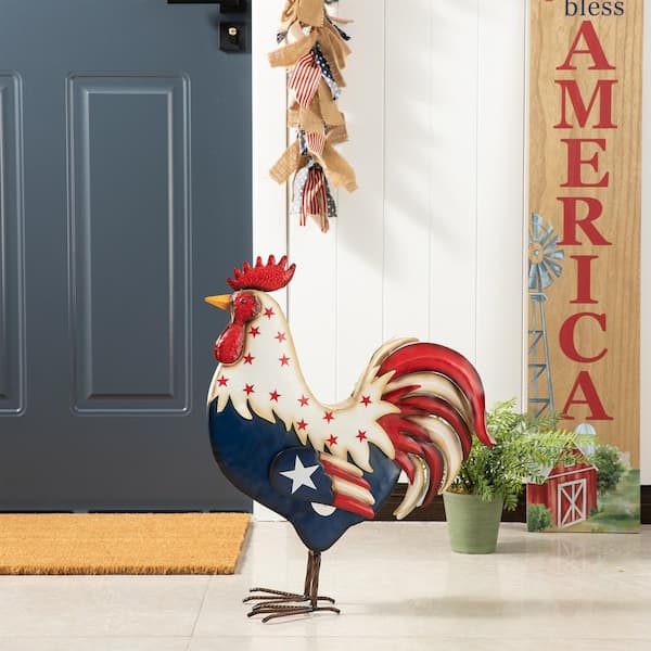 Glitzhome 21 in. H Metal Patriotic/Americana Rooster Porch Decor (KD)  GH2003900003 - The Home Depot