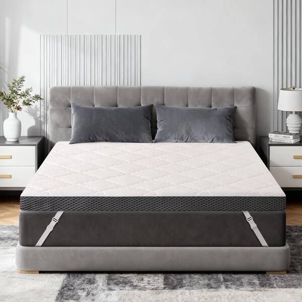 Extra Firm Mattress Topper Full Size 3 Inch,Extra Support for Pain Relief,Washable Cover with Anti-Slip Straps