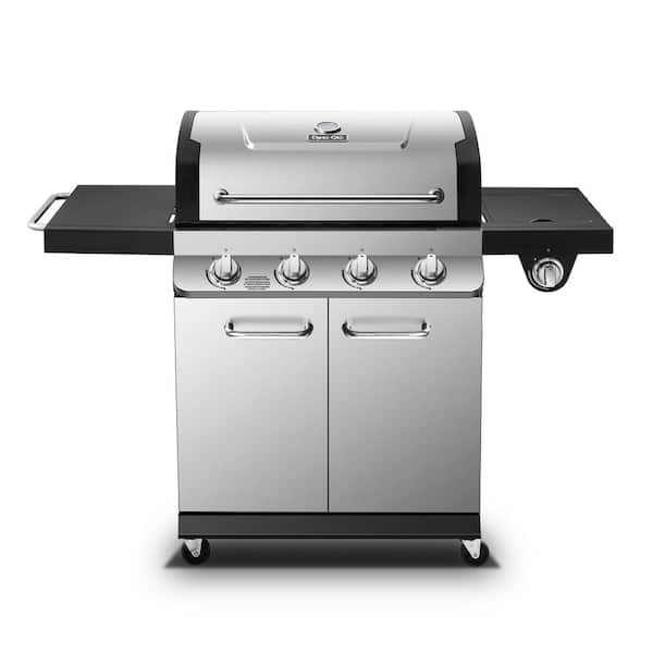 Dyna-Glo Premier 4-Burner Propane Gas Grill in Stainless Steel with Side Burner