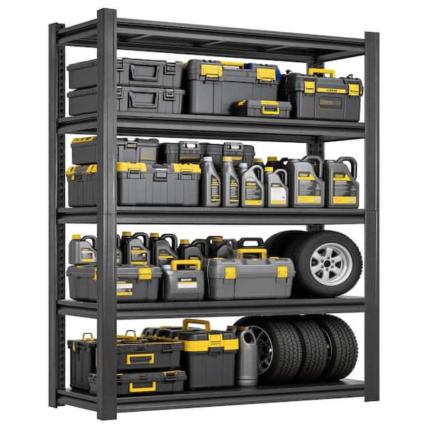 5-Tiers Steel Heavy Duty Freestanding Garage Storage Shelving Unit in Black (47.2 in. W x 78 in. H x 17.7 in. D)