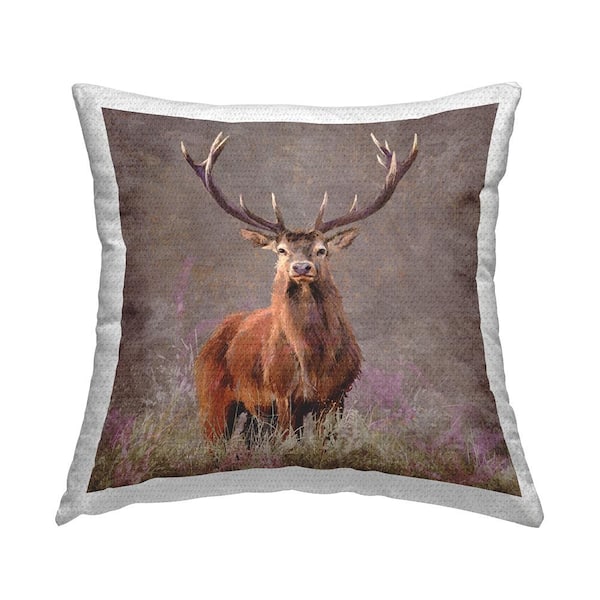 Stupell Industries Wildlife Buck Woodland Nature Brown Square Outdoor Throw Pillow