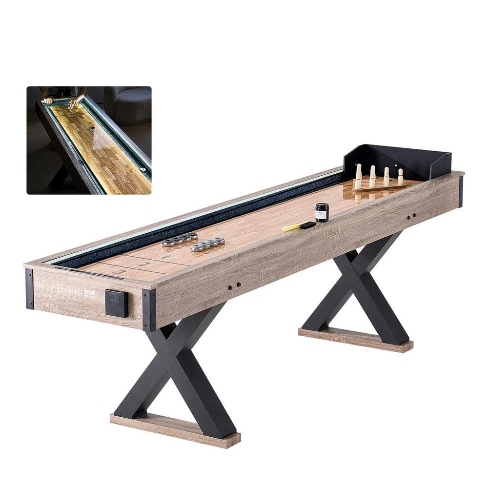 VEVOR Shuffleboard Table, 9 ft. LED Light Up Shuffleboard for Family ...