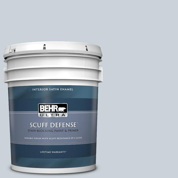 BEHR ULTRA 5 gal. #N480-1 Light Drizzle Extra Durable Satin Enamel Interior Paint & Primer