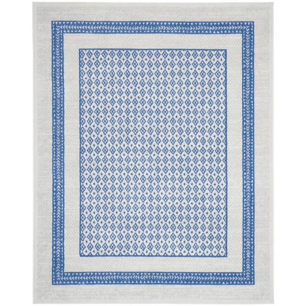 Whimsicle Ivory Blue 7 ft. x 10 ft. Geometric Contemporary Area Rug