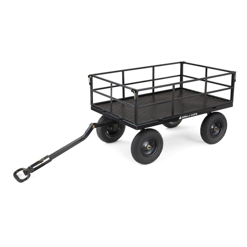 Black Heavy-Duty Steel Utility Wagon with Removable Sides