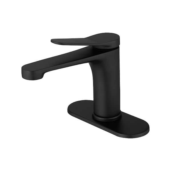 Unbranded Single Handle Single Hole Bathroom Faucet with Drain Assembly in Matte Black