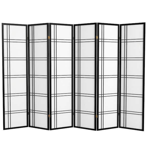 RED LANTERN 6 ft. Black 6-Panel Room Divider