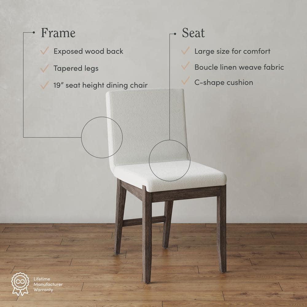 Gracie Dark Brown Upholstered Linen Dining Chair Set