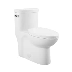 Sublime 1-Piece 1.28 GPF Single Flush Elongated Toilet in White Seat Included