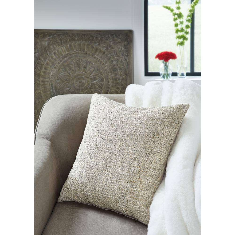 Erline 20" Cement Gray Woven Square Accent Pillow