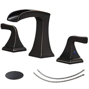 8 in. Widespread 2-Handle Waterfall Bathroom Sink Faucet in Oil Rubbed Bronze