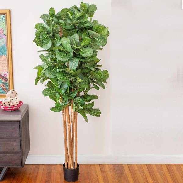Nearly Natural 7 ft. Fiddle Leaf Fig Artificial Tree 5488 - The Home Depot