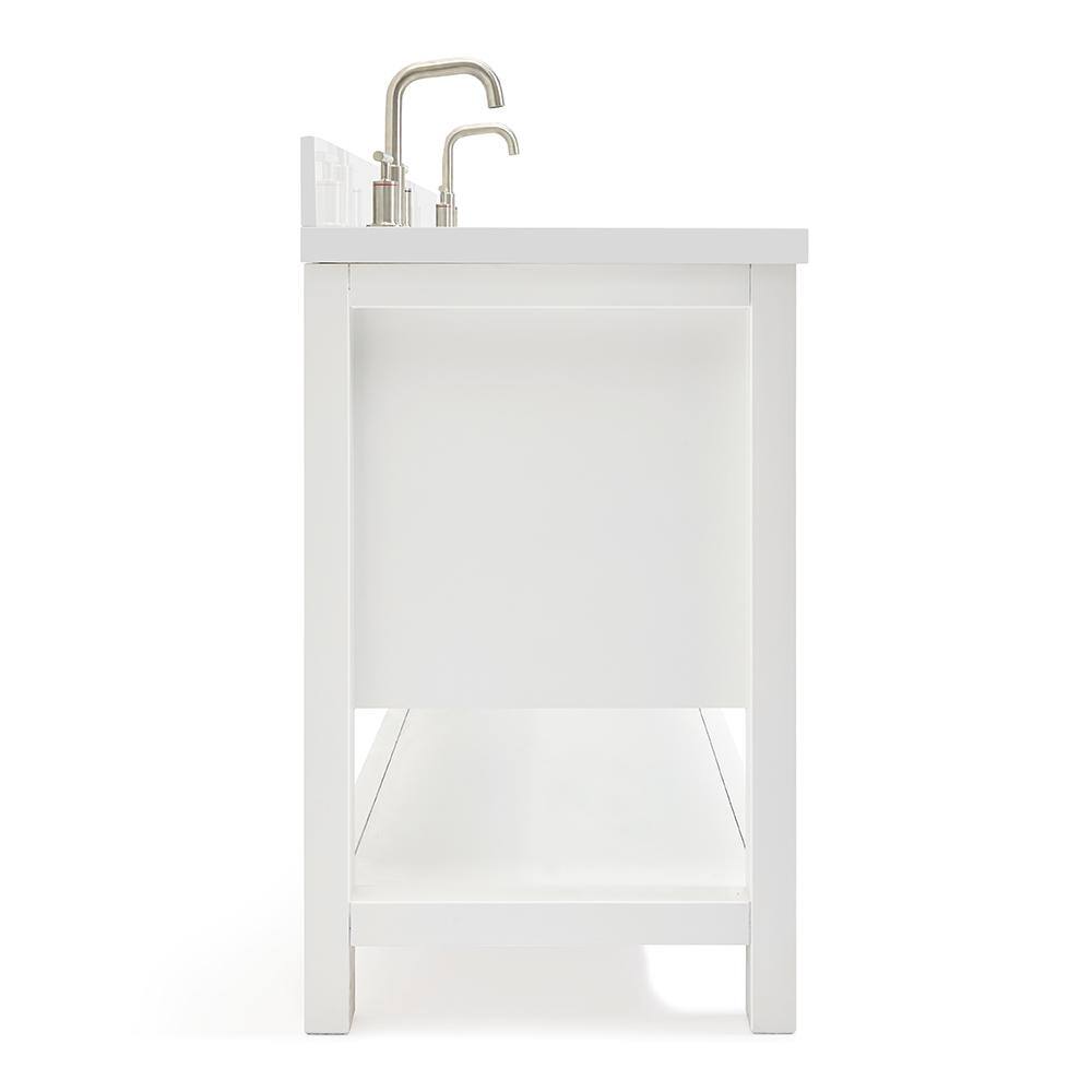 Magnolia 73" White Quartz Double Sink Freestanding Vanity