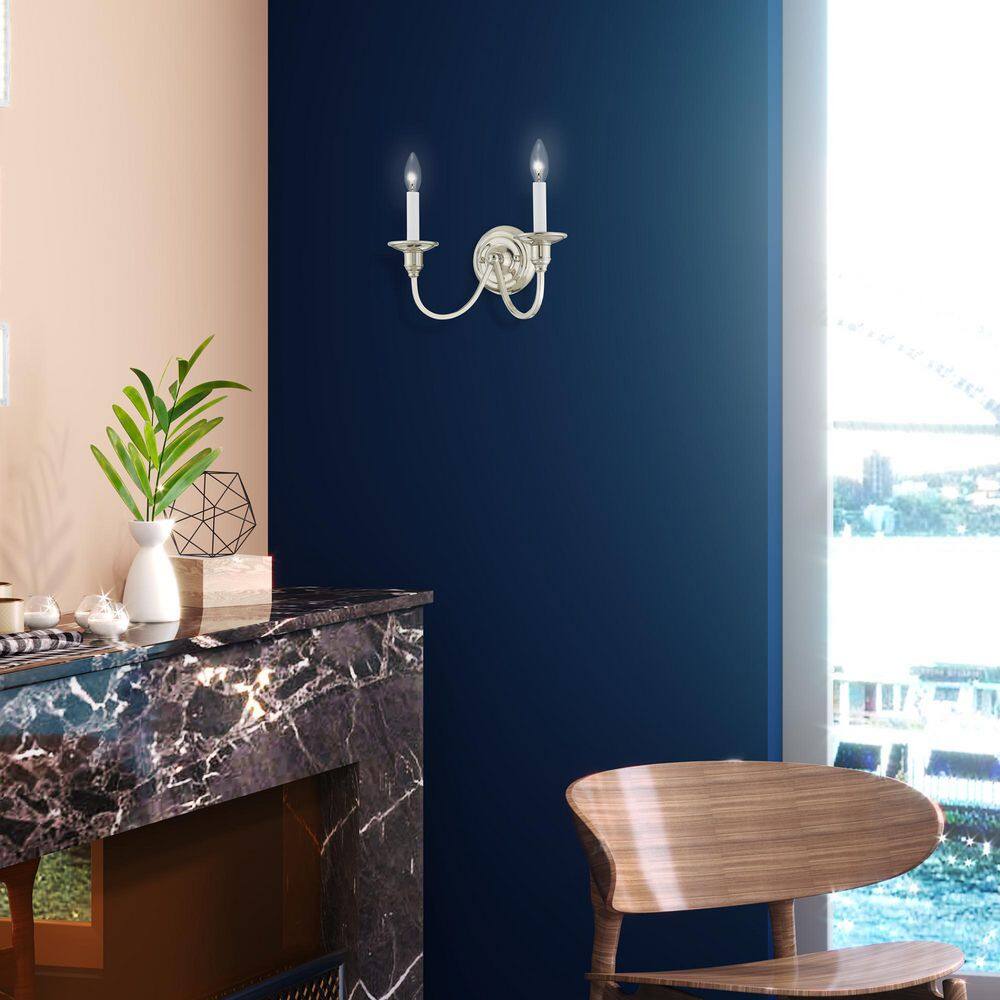 Polished Nickel Dual Light Traditional Wall Sconce