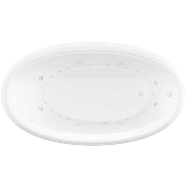 Topaz 70 in. Oval Drop-in Whirlpool and Air Bath Tub in White