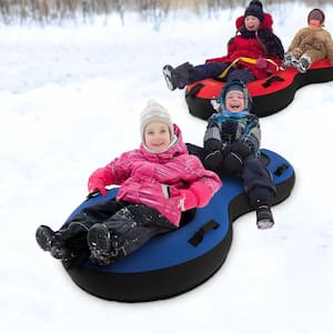 80 in. 2-Person Inflatable Snow Tube for Sledding with Tire Pump & Tow Strap Blue