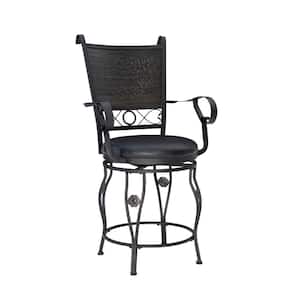 Carter Big and Tall Black Metal Counter Stool with Cushioned Seat