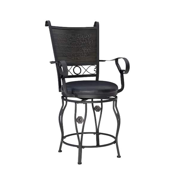 Powell Company Carter Big and Tall Black Metal Counter Stool with Cushioned Seat
