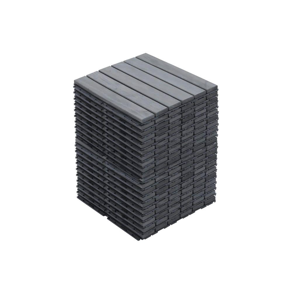 12 in. x 12 in. Square Acacia Wood Interlocking Deck Tiles Striped Pattern,Patio Floor Tile,Light Gray (Set of 20) price history on PriceWatchPro