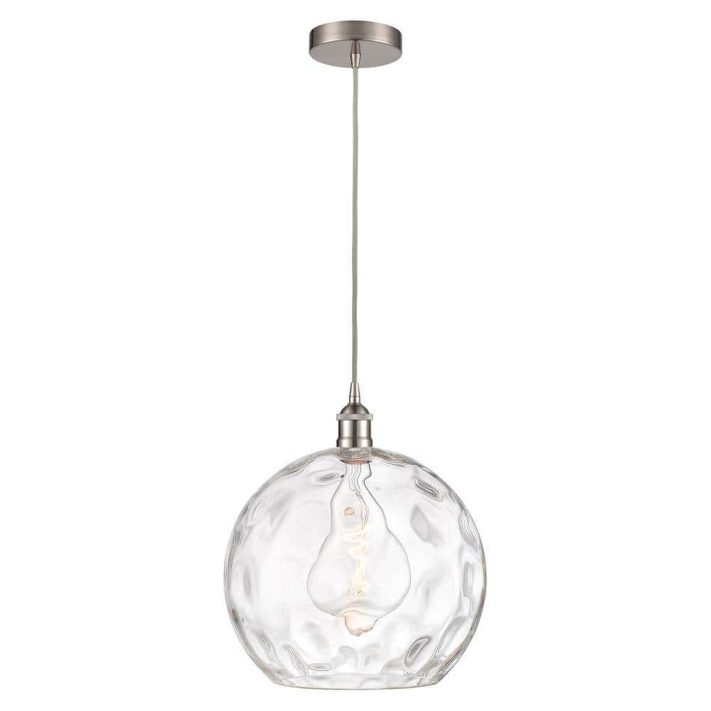 Athens Water Glass 60-Watt 1-Light Brushed Satin Nickel Shaded Mini Pendant Light with Clear Glass Shade price history on PriceWatchPro