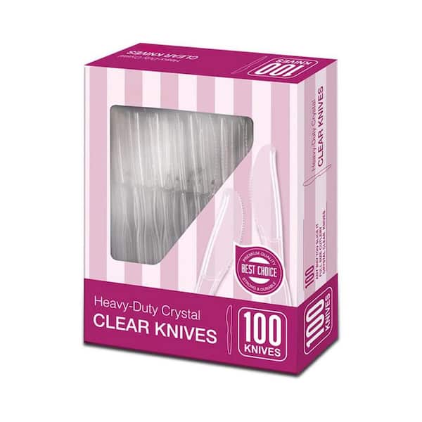 Clear Transparent Disposable Plastic Knives Heavy Duty Cutlery for Party Heat Resistant 100 Per Case