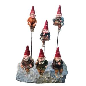 6 in. Gnome Shelf Sitters and Garden Stakes (6-Pack) with Removable 8 in. Metal Garden Stakes