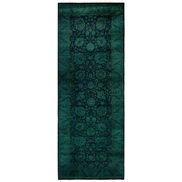Overdyed Black 3 x 8 Solid Wool Indoor Runner Rug