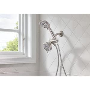 Ignite 5-Spray Patterns Dual Wall Mount Shower Heads with 2.5 GPM 3.75 in. Spot Resist Brushed Nickel