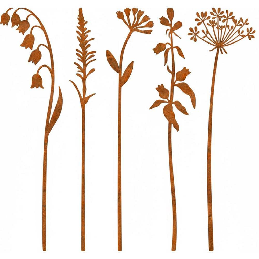 Vintage Metal Flower Garden Stakes - Set of 5 Outdoor Decorative Yard Art price history on PriceWatchPro